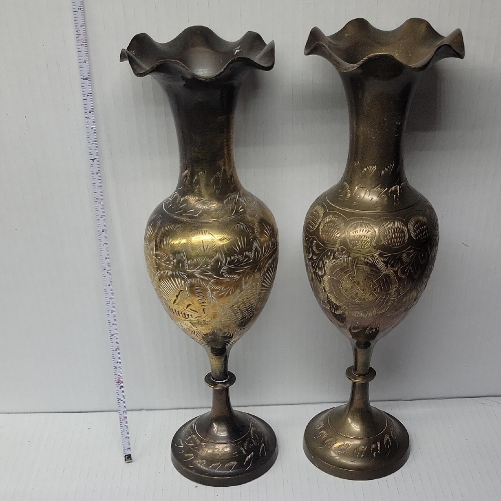 Elegant Brass Vases - Set of Two